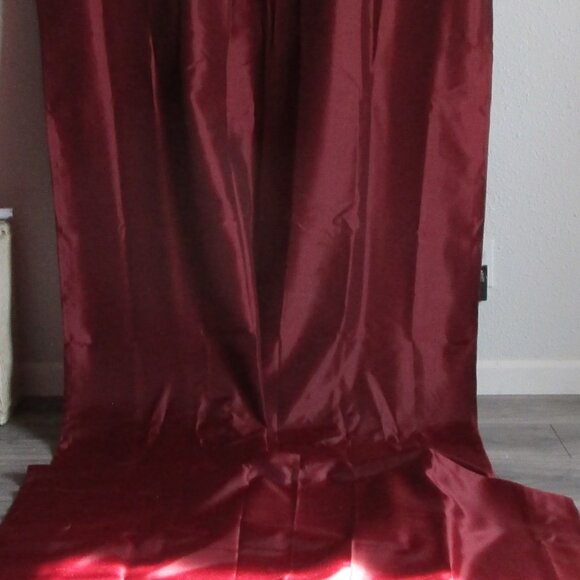 Maroon window scarf valance 42" x 216". 100% polyester curtain drape. - Picture 7 of 10